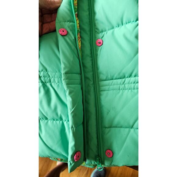 Lilly Pulitzer Down Puffer  Mint Green Vest, Tropical lining design, Sz XS - Picture 12 of 16